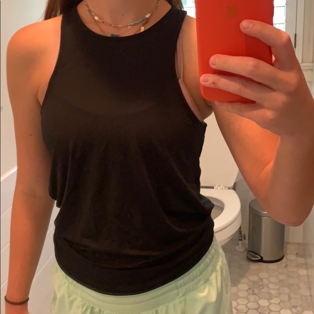 Black tank top with opening in the back